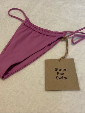 NWT Stone Fox Swim Pink-Mauve Bikini River Scrunch Bottom